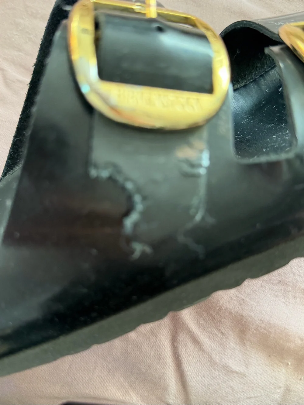Birkenstock Black Sandals with Gold Buckles - Picture 4 of 4